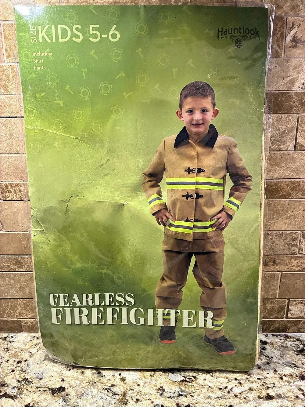 Firefighter Child Costume Boys Size 5-6 Costume Brown